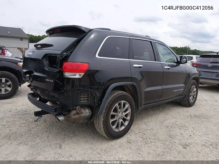 2016 Jeep Grand Cherokee Limited VIN: 1C4RJFBG0GC412056 Lot: 45381055