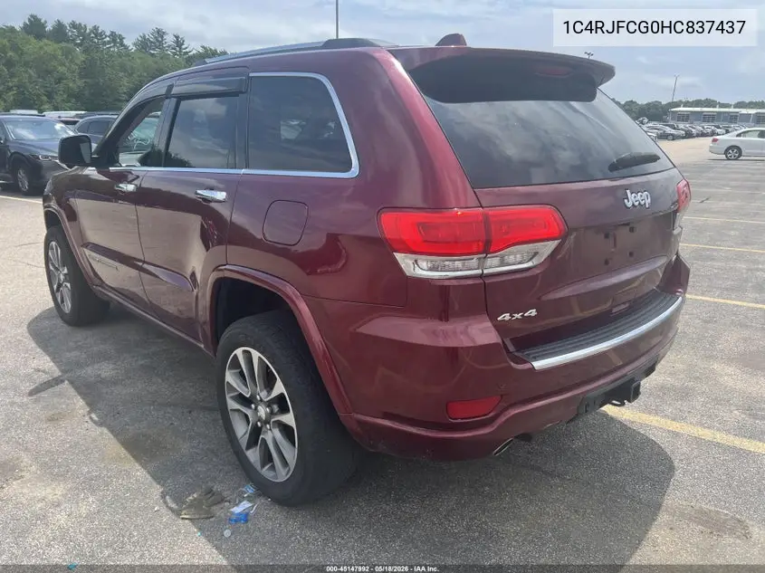 2017 Jeep Grand Cherokee Overland VIN: 1C4RJFCG0HC837437 Lot: 45147992