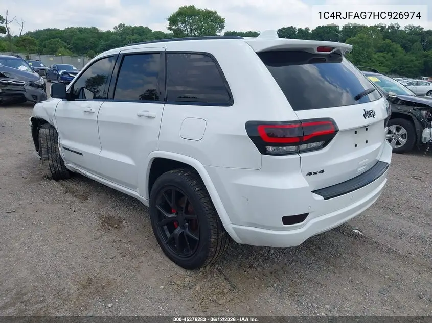 2017 Jeep Grand Cherokee Altitude 4X4 VIN: 1C4RJFAG7HC926974 Lot: 45376283