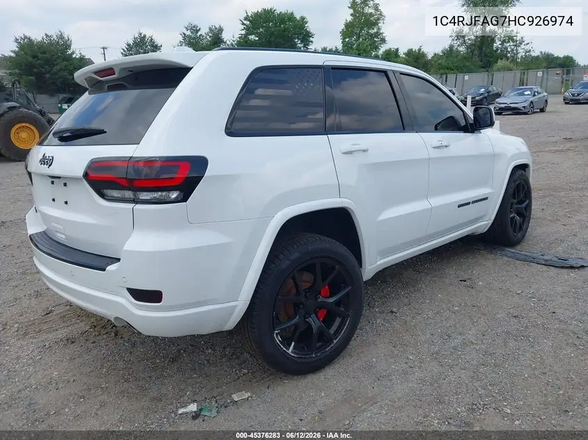 2017 Jeep Grand Cherokee Altitude 4X4 VIN: 1C4RJFAG7HC926974 Lot: 45376283