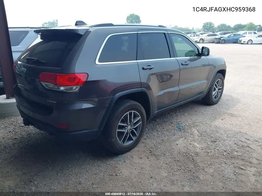 2017 Jeep Grand Cherokee Laredo 4X4 VIN: 1C4RJFAGXHC959368 Lot: 45640912