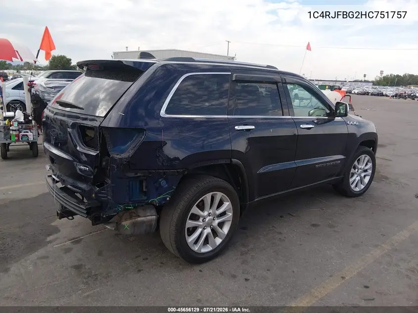 2017 Jeep Grand Cherokee Limited VIN: 1C4RJFBG2HC751757 Lot: 45656129