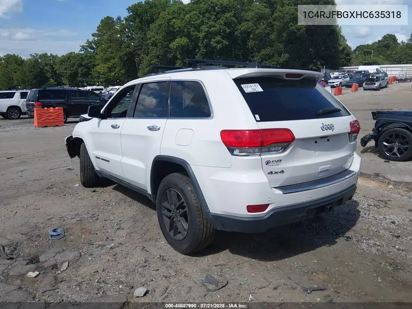 2017 Jeep Grand Cherokee Limited VIN: 1C4RJFBGXHC635318 Lot: 45687990