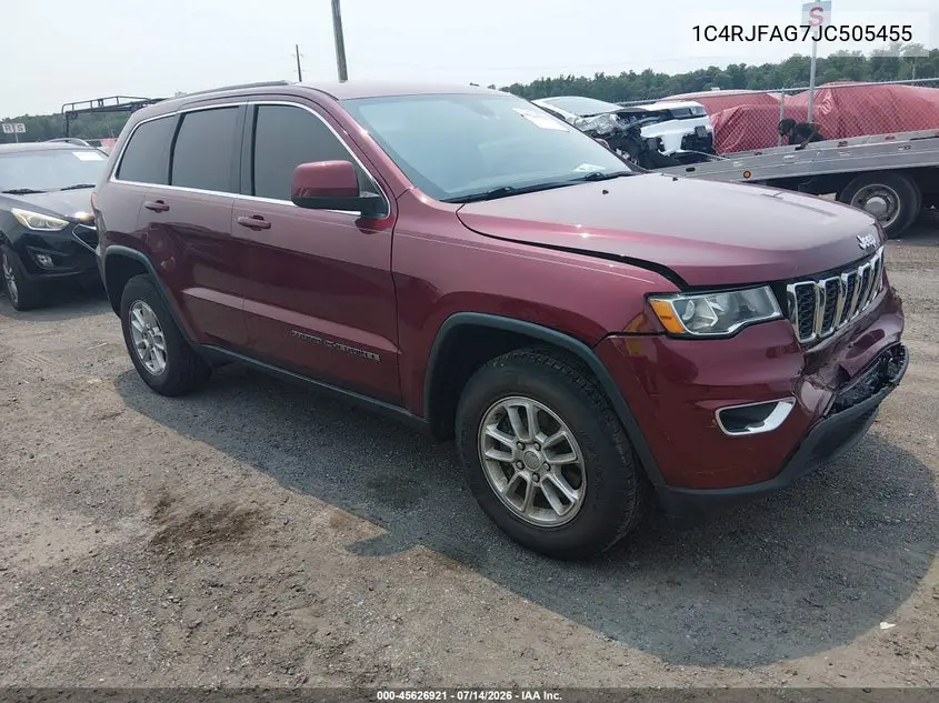 2018 Jeep Grand Cherokee Laredo 4X4 VIN: 1C4RJFAG7JC505455 Lot: 45626921