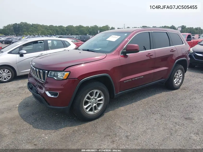 2018 Jeep Grand Cherokee Laredo 4X4 VIN: 1C4RJFAG7JC505455 Lot: 45626921
