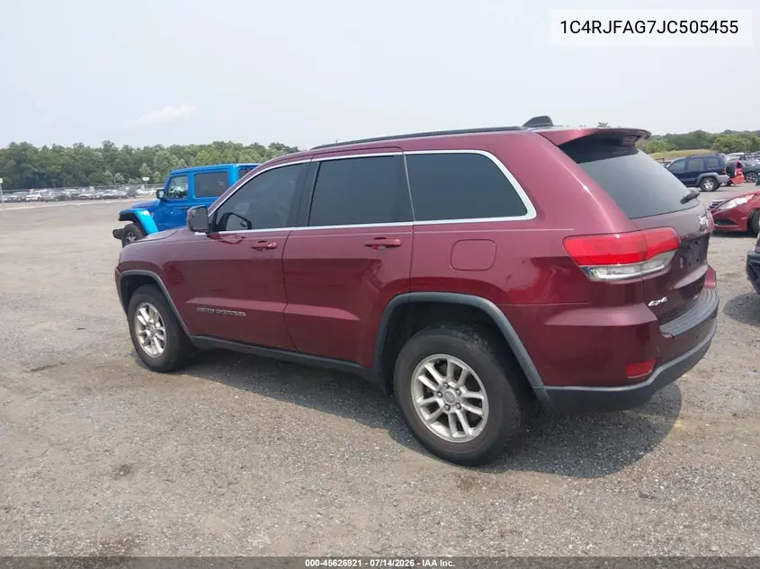 2018 Jeep Grand Cherokee Laredo 4X4 VIN: 1C4RJFAG7JC505455 Lot: 45626921