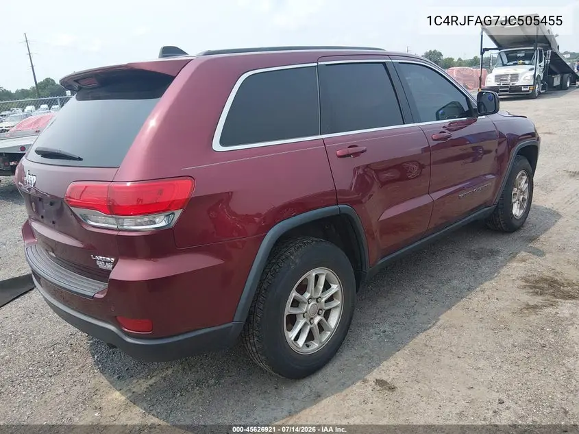 2018 Jeep Grand Cherokee Laredo 4X4 VIN: 1C4RJFAG7JC505455 Lot: 45626921