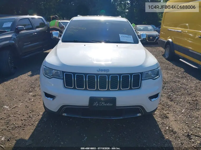 2019 Jeep Grand Cherokee Limited 4X4 VIN: 1C4RJFBG4KC688006 Lot: 45616653