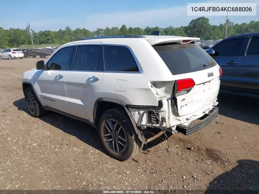 2019 Jeep Grand Cherokee Limited 4X4 VIN: 1C4RJFBG4KC688006 Lot: 45616653