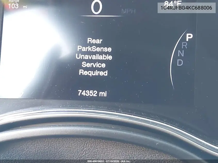 2019 Jeep Grand Cherokee Limited 4X4 VIN: 1C4RJFBG4KC688006 Lot: 45616653