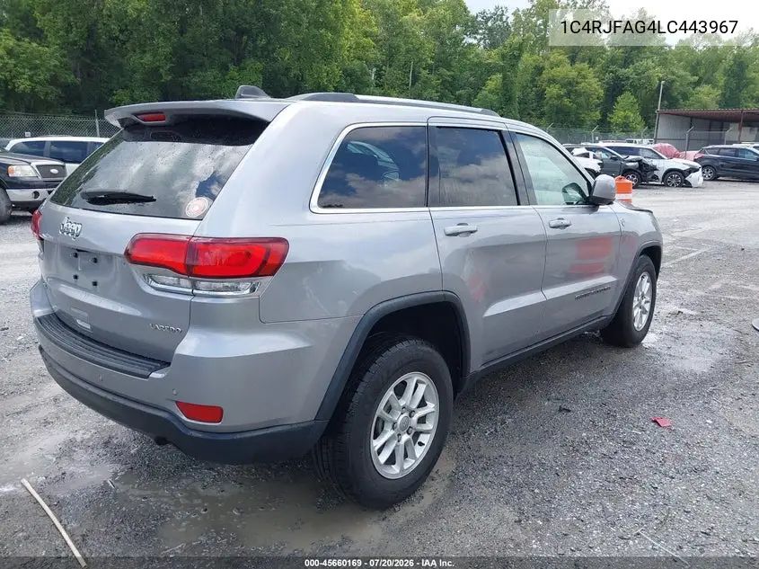 2020 Jeep Grand Cherokee Laredo E 4X4 VIN: 1C4RJFAG4LC443967 Lot: 45660169