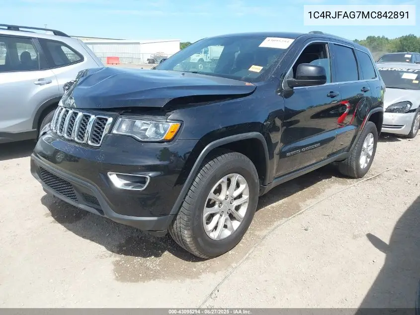 1C4RJFAG7MC842891 2021 Jeep Grand Cherokee Laredo E 4X4