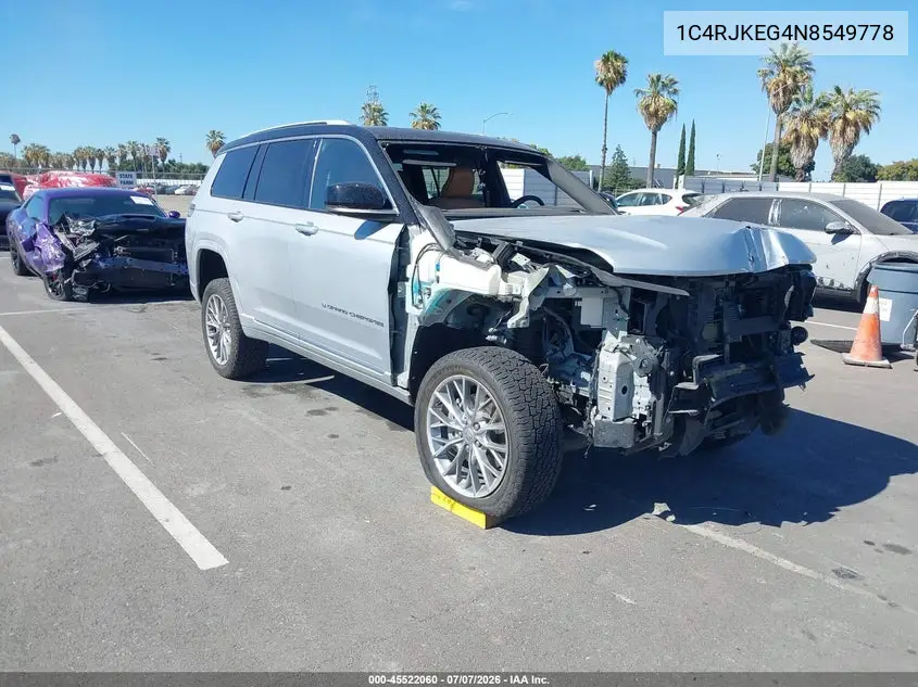2022 Jeep Grand Cherokee L Summit 4X4 VIN: 1C4RJKEG4N8549778 Lot: 45522060
