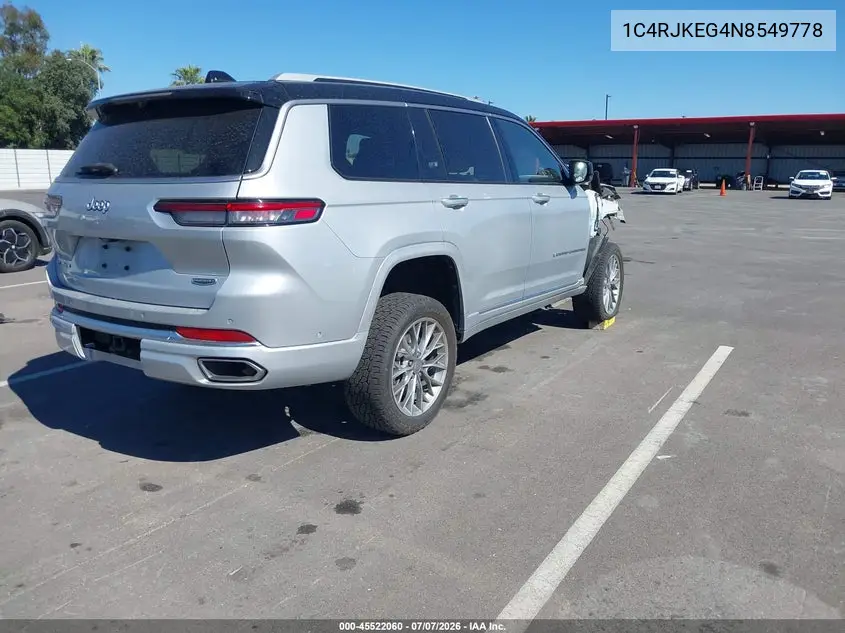 2022 Jeep Grand Cherokee L Summit 4X4 VIN: 1C4RJKEG4N8549778 Lot: 45522060
