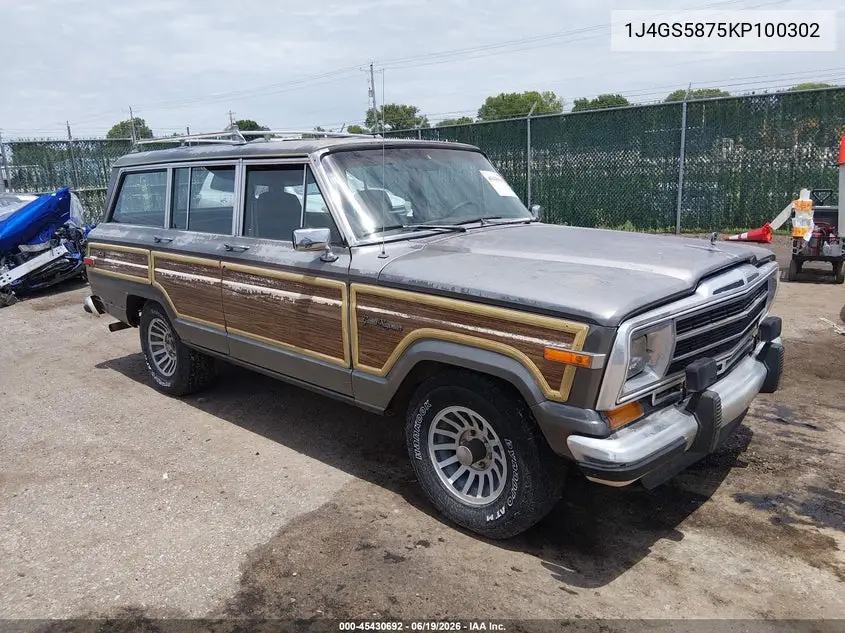 1989 Jeep Grand Wagoneer VIN: 1J4GS5875KP100302 Lot: 45430692