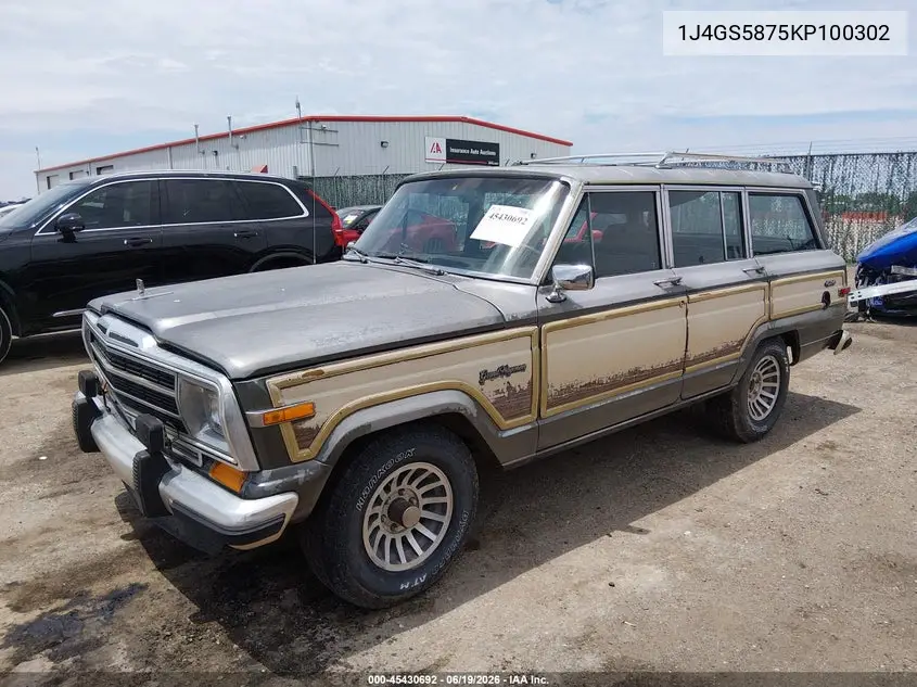1989 Jeep Grand Wagoneer VIN: 1J4GS5875KP100302 Lot: 45430692