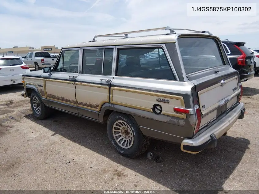 1989 Jeep Grand Wagoneer VIN: 1J4GS5875KP100302 Lot: 45430692
