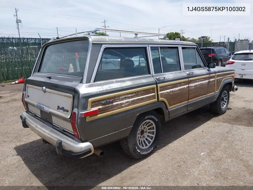 1989 Jeep Grand Wagoneer VIN: 1J4GS5875KP100302 Lot: 45430692