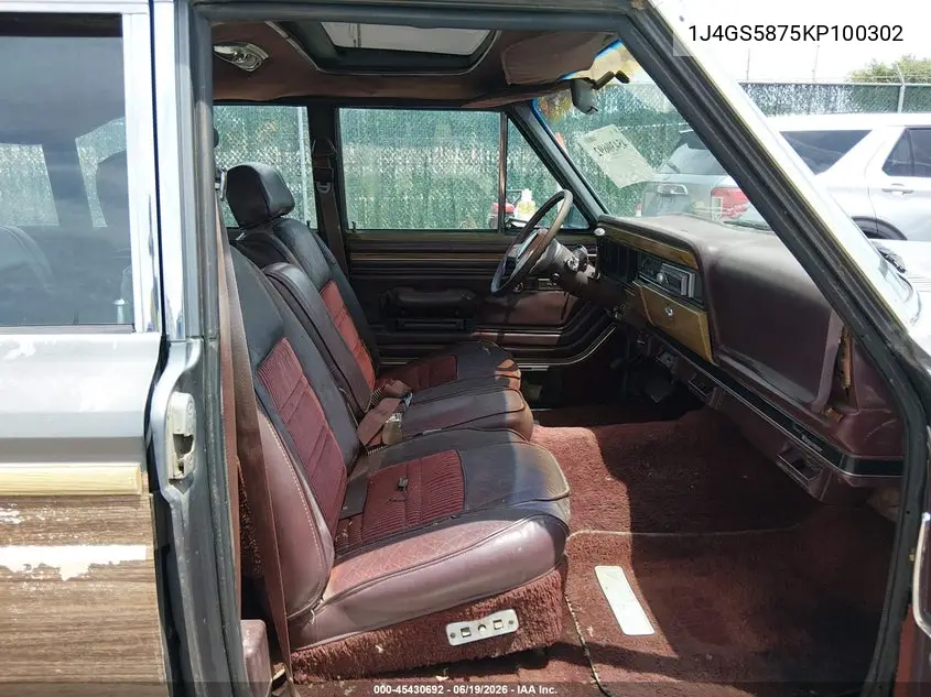 1989 Jeep Grand Wagoneer VIN: 1J4GS5875KP100302 Lot: 45430692