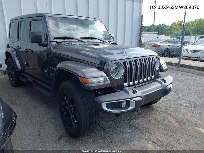 2021 Jeep Wrangler 4Xe Unlimited Sahara 4X4 VIN: 1C4JJXP63MW869070 Lot: 45171190
