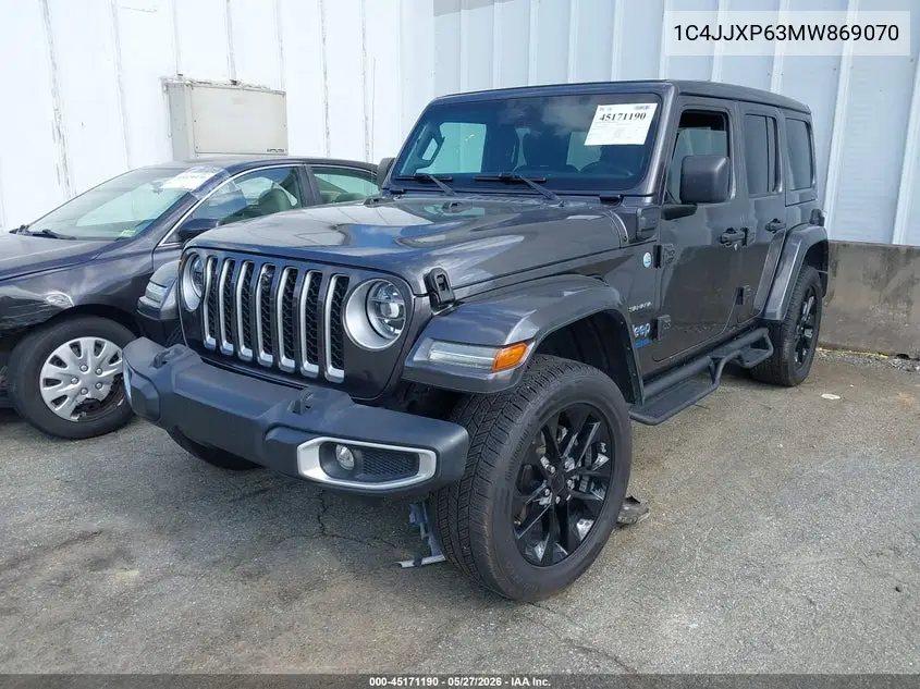 2021 Jeep Wrangler 4Xe Unlimited Sahara 4X4 VIN: 1C4JJXP63MW869070 Lot: 45171190