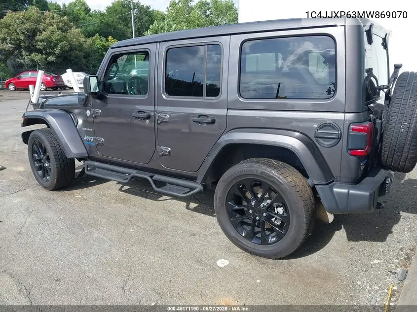 2021 Jeep Wrangler 4Xe Unlimited Sahara 4X4 VIN: 1C4JJXP63MW869070 Lot: 45171190