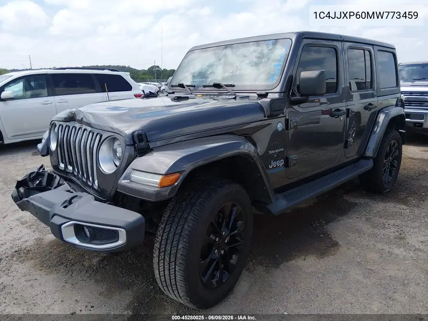 2021 Jeep Wrangler 4Xe Unlimited Sahara 4X4 VIN: 1C4JJXP60MW773459 Lot: 45280025