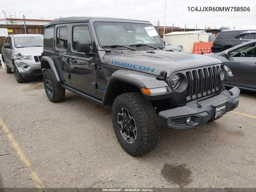 2021 Jeep Wrangler 4Xe Unlimited Rubicon 4X4 VIN: 1C4JJXR60MW758506 Lot: 45293497