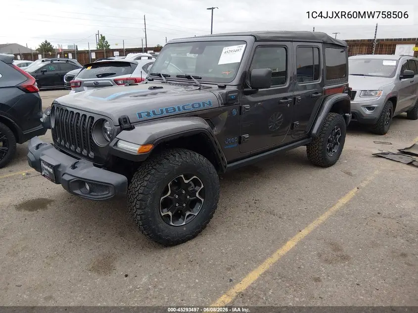 2021 Jeep Wrangler 4Xe Unlimited Rubicon 4X4 VIN: 1C4JJXR60MW758506 Lot: 45293497