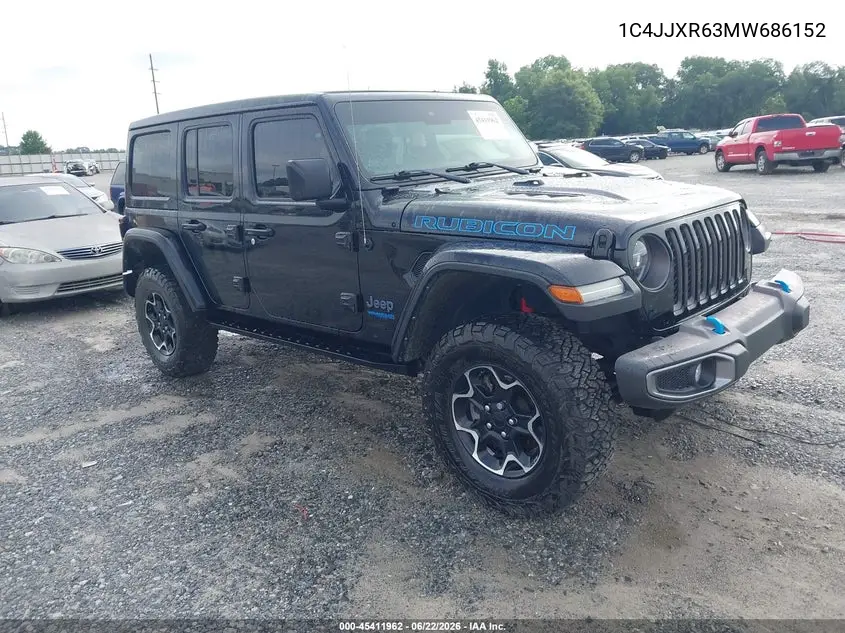 2021 Jeep Wrangler 4Xe Unlimited Rubicon 4X4 VIN: 1C4JJXR63MW686152 Lot: 45411962