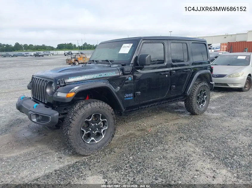 2021 Jeep Wrangler 4Xe Unlimited Rubicon 4X4 VIN: 1C4JJXR63MW686152 Lot: 45411962