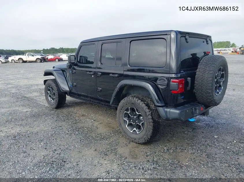 2021 Jeep Wrangler 4Xe Unlimited Rubicon 4X4 VIN: 1C4JJXR63MW686152 Lot: 45411962