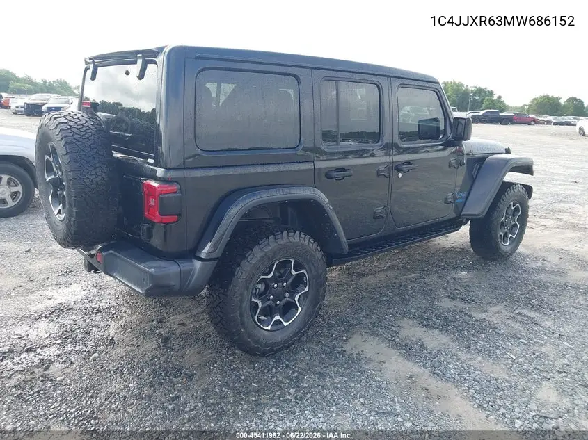 2021 Jeep Wrangler 4Xe Unlimited Rubicon 4X4 VIN: 1C4JJXR63MW686152 Lot: 45411962