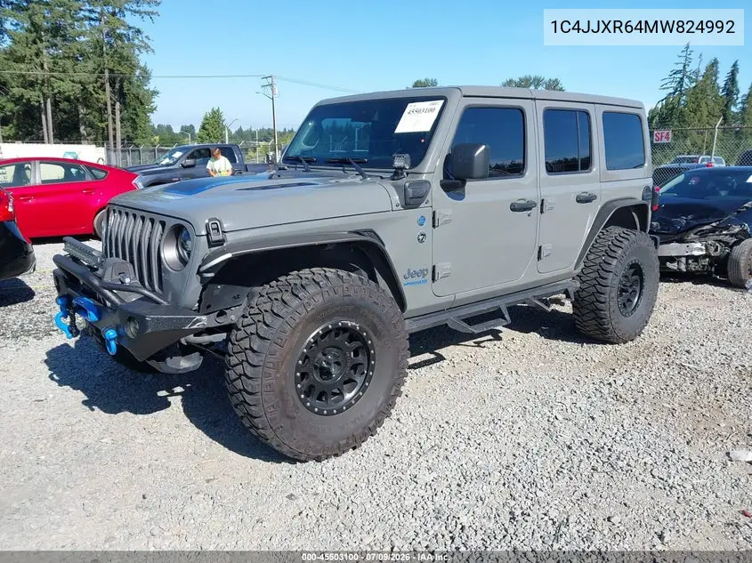 2021 Jeep Wrangler 4Xe Unlimited Rubicon 4X4 VIN: 1C4JJXR64MW824992 Lot: 45503100