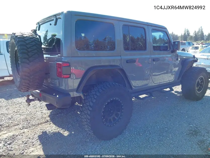 2021 Jeep Wrangler 4Xe Unlimited Rubicon 4X4 VIN: 1C4JJXR64MW824992 Lot: 45503100