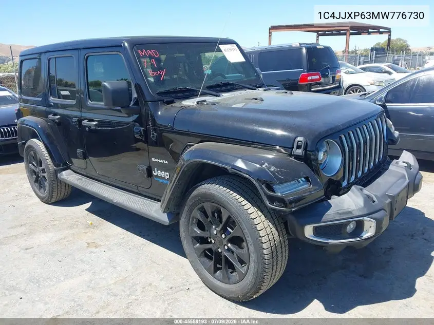 2021 Jeep Wrangler 4Xe Unlimited Sahara 4X4 VIN: 1C4JJXP63MW776730 Lot: 45559193