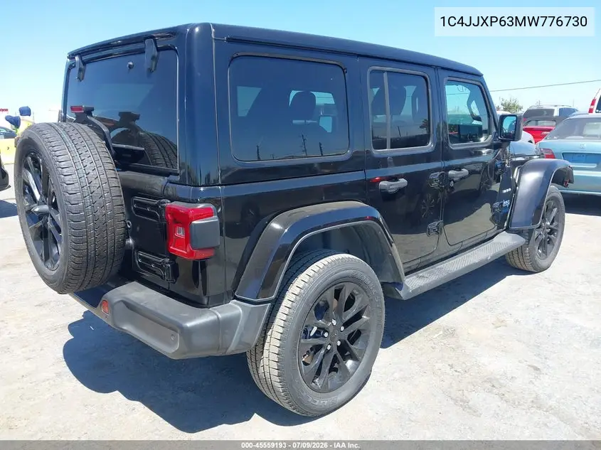 2021 Jeep Wrangler 4Xe Unlimited Sahara 4X4 VIN: 1C4JJXP63MW776730 Lot: 45559193