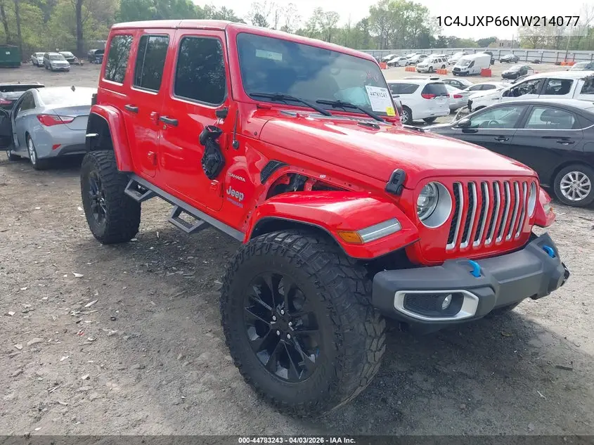 2022 Jeep Wrangler 4Xe Unlimited Sahara 4X4 VIN: 1C4JJXP66NW214077 Lot: 44783243