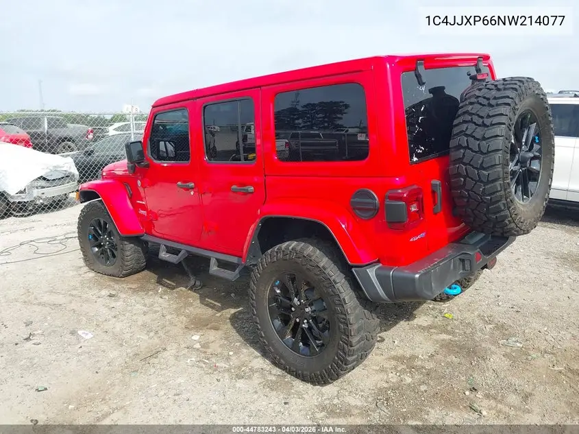 2022 Jeep Wrangler 4Xe Unlimited Sahara 4X4 VIN: 1C4JJXP66NW214077 Lot: 44783243