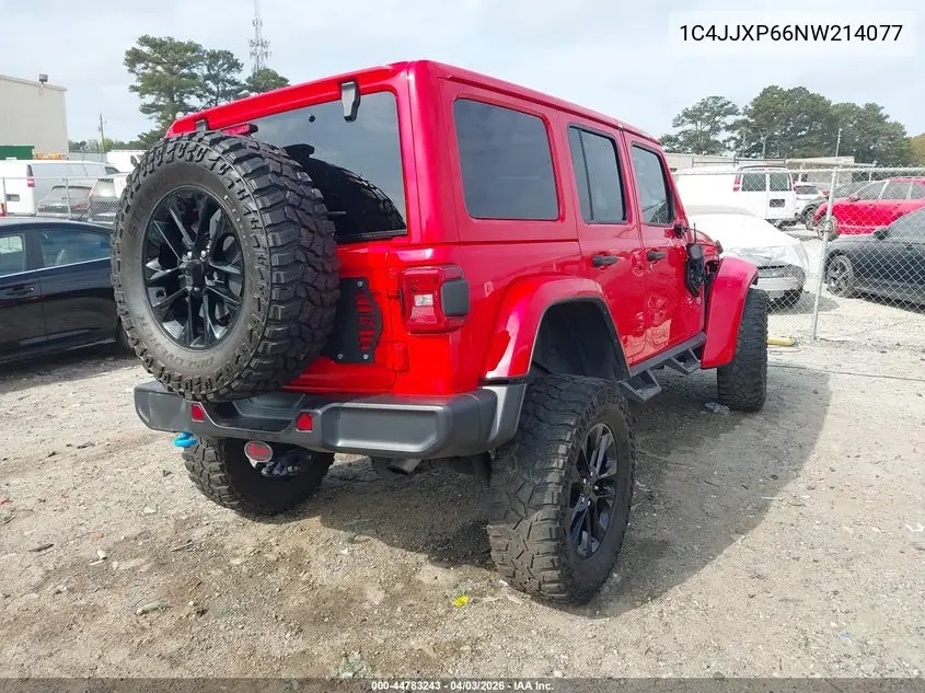 2022 Jeep Wrangler 4Xe Unlimited Sahara 4X4 VIN: 1C4JJXP66NW214077 Lot: 44783243