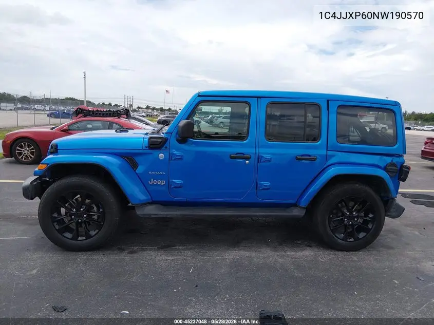 2022 Jeep Wrangler 4Xe Unlimited Sahara 4X4 VIN: 1C4JJXP60NW190570 Lot: 45237048