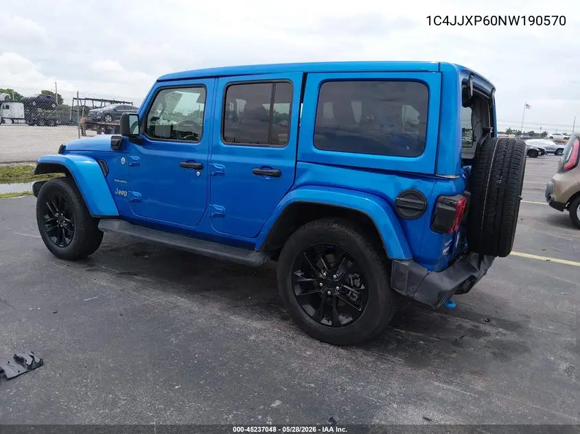 2022 Jeep Wrangler 4Xe Unlimited Sahara 4X4 VIN: 1C4JJXP60NW190570 Lot: 45237048