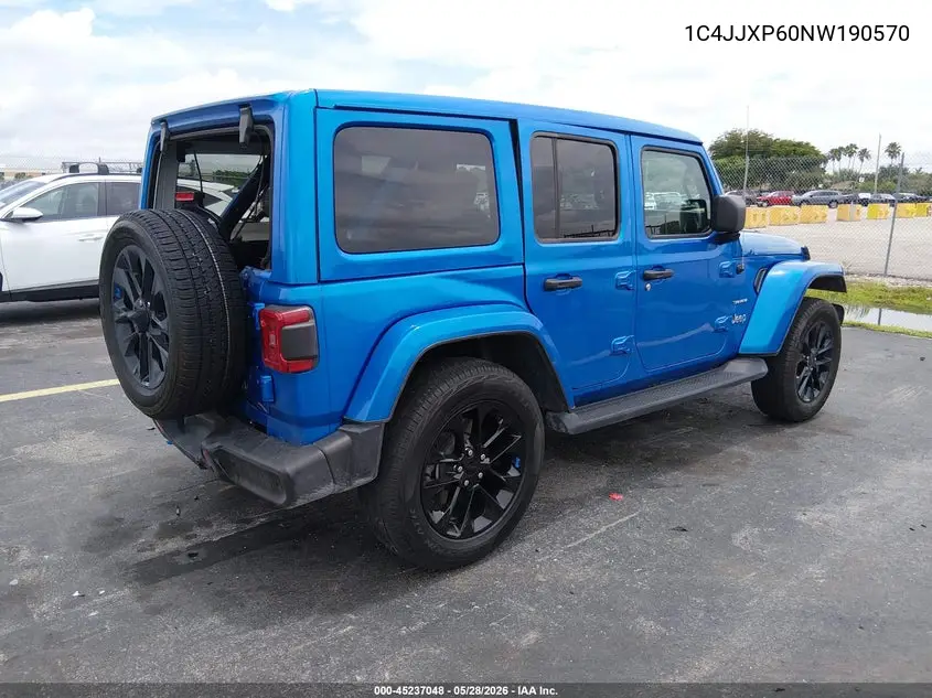 2022 Jeep Wrangler 4Xe Unlimited Sahara 4X4 VIN: 1C4JJXP60NW190570 Lot: 45237048