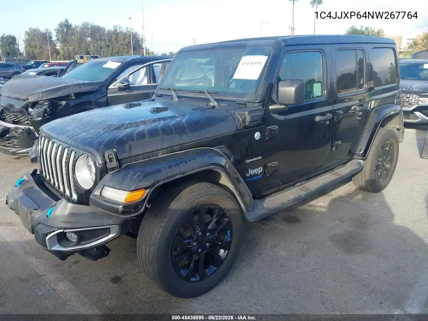 2022 Jeep Wrangler 4Xe Unlimited Sahara 4X4 VIN: 1C4JJXP64NW267764 Lot: 45438595
