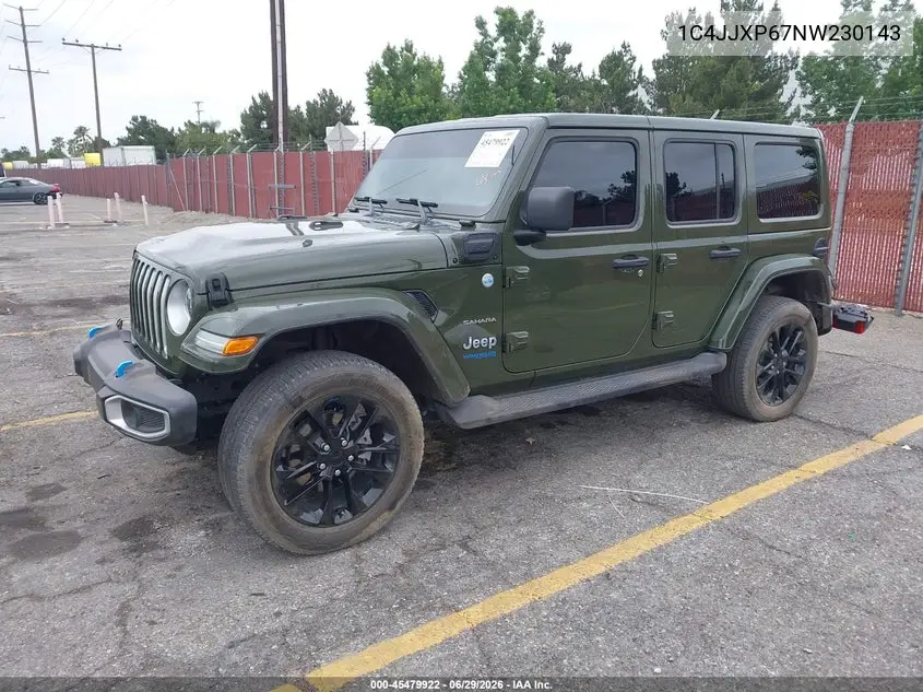 2022 Jeep Wrangler 4Xe Unlimited Sahara 4X4 VIN: 1C4JJXP67NW230143 Lot: 45479922