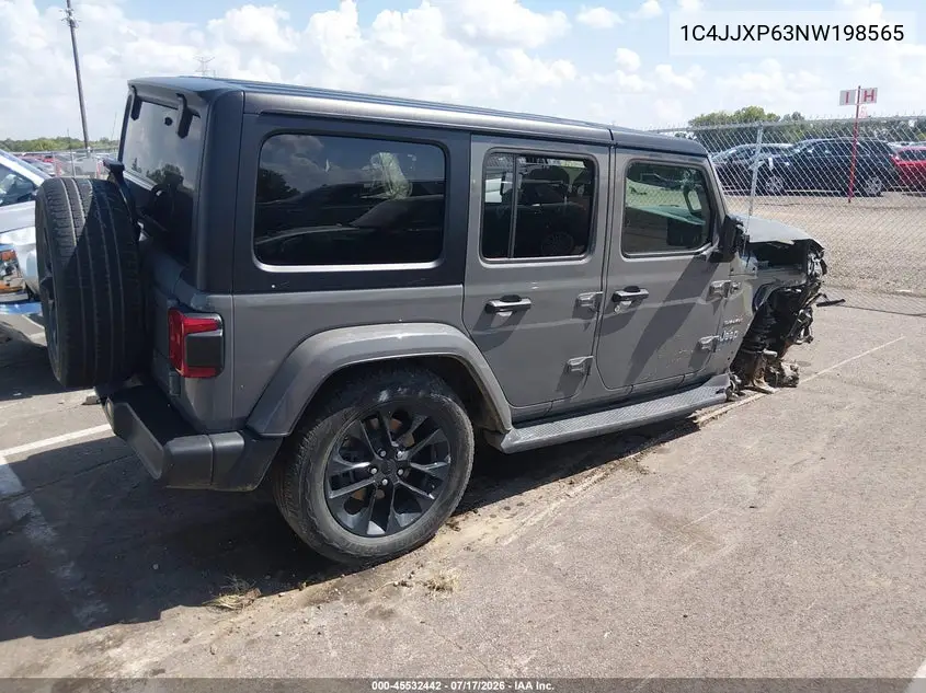 2022 Jeep Wrangler 4Xe Unlimited Sahara 4X4 VIN: 1C4JJXP63NW198565 Lot: 45532442