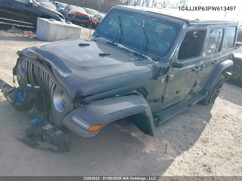 2023 Jeep Wrangler 4Xe Unlimited Sahara VIN: 1C4JJXP63PW613497 Lot: 12203032