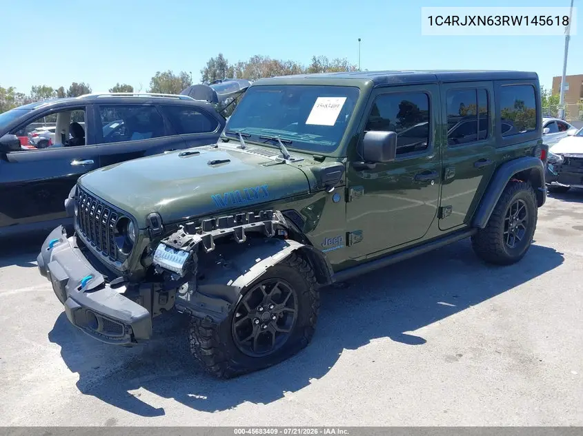 2024 Jeep Wrangler 4Xe Willys 4Xe VIN: 1C4RJXN63RW145618 Lot: 45683409