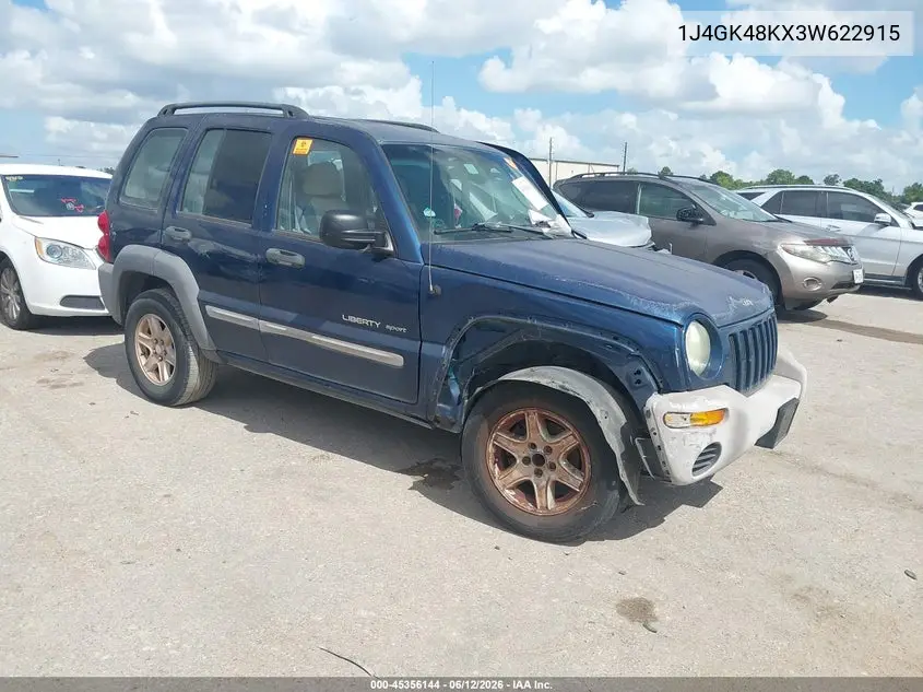 2003 Jeep Liberty Sport VIN: 1J4GK48KX3W622915 Lot: 45356144