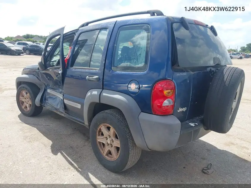 2003 Jeep Liberty Sport VIN: 1J4GK48KX3W622915 Lot: 45356144
